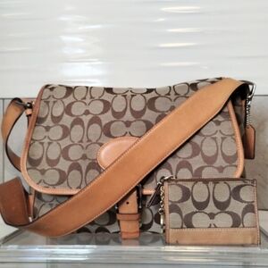 Coach Vintage Signature Crossbody Bag in Brown and Tan Set #6081